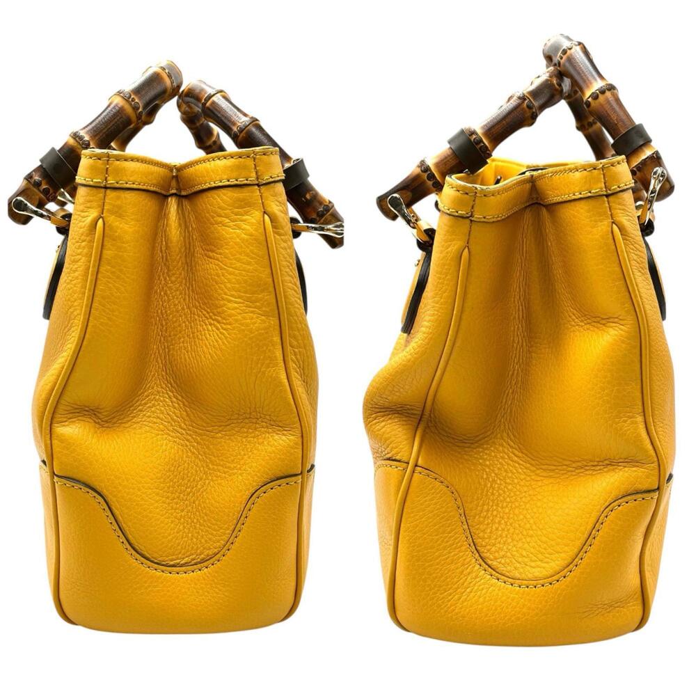 GUCCI Yellow Leather Bamboo Bag - Picture 3 of 10